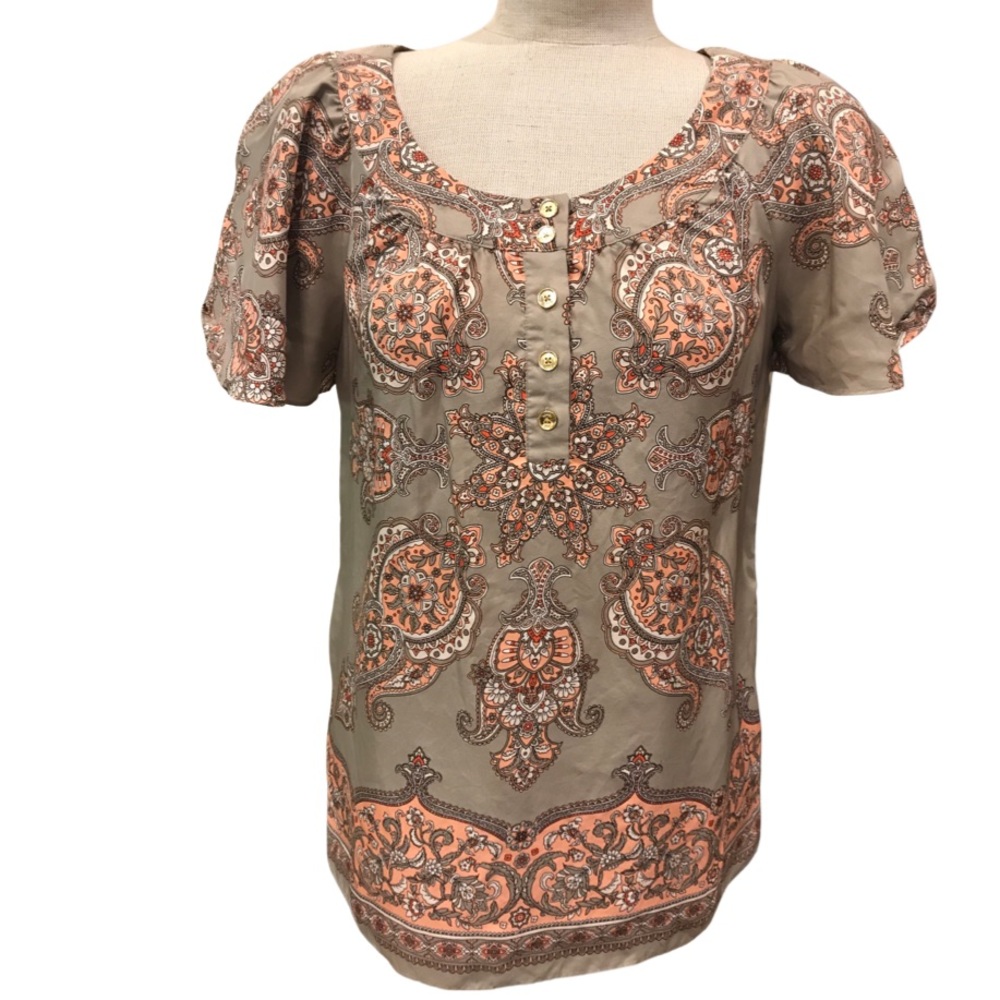 Michael Kors, Silk, flutter sleeve, paisley top